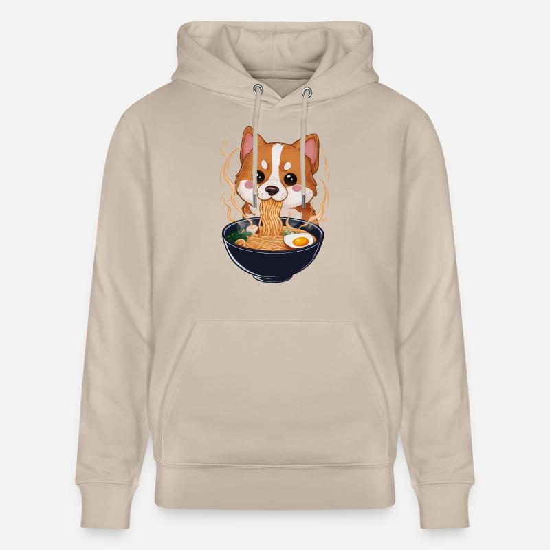 Chien Kawaii mangeant des ramen - Sweat à capuche bio CRUISER Stanley/Stella Unisexe - beige