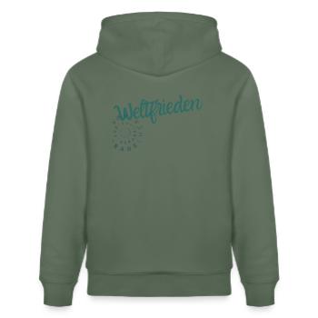 Weltfrieden - Stanley/Stella Unisex Bio-Hoodie CRUISER  - Tanngrün - Hinten - Alina (178cm)
