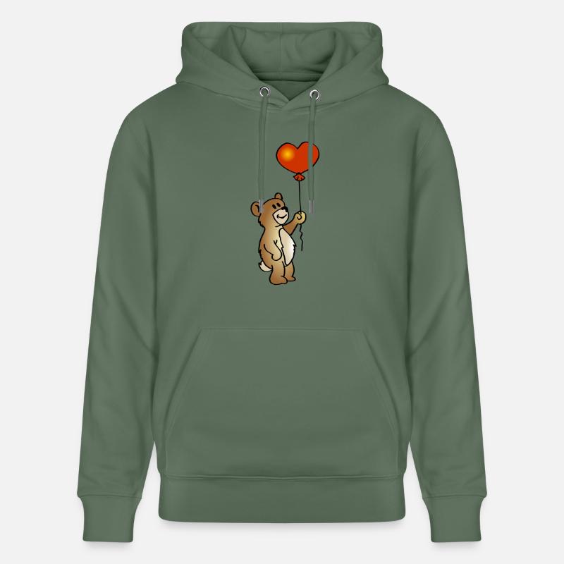 Teddy avec le coeur - Sweat à capuche bio CRUISER Stanley/Stella Unisexe - vert sapin