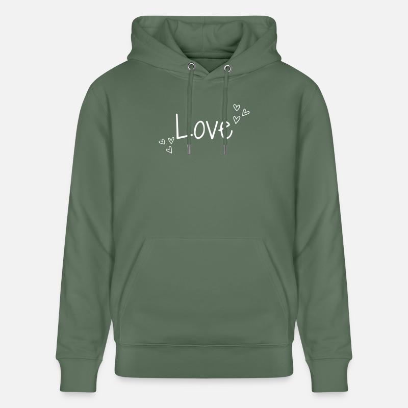L’amour et les cœurs | Blanc - Sweat à capuche bio CRUISER Stanley/Stella Unisexe - vert sapin