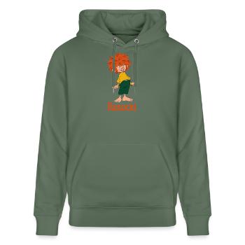 Pumuckl Mit Frecher Pose Und Verschmitztem Lächeln - Stanley/Stella Unisex Bio-Hoodie CRUISER  - Tanngrün - Vorne - Alina (178cm) & Michal (187cm)
