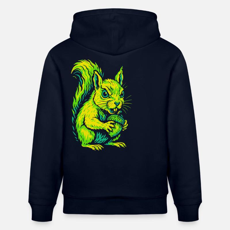 Wütendes Neon-Eichhörnchen mit Nuss - Stanley/Stella Unisex Bio-Hoodie CRUISER  - Navy