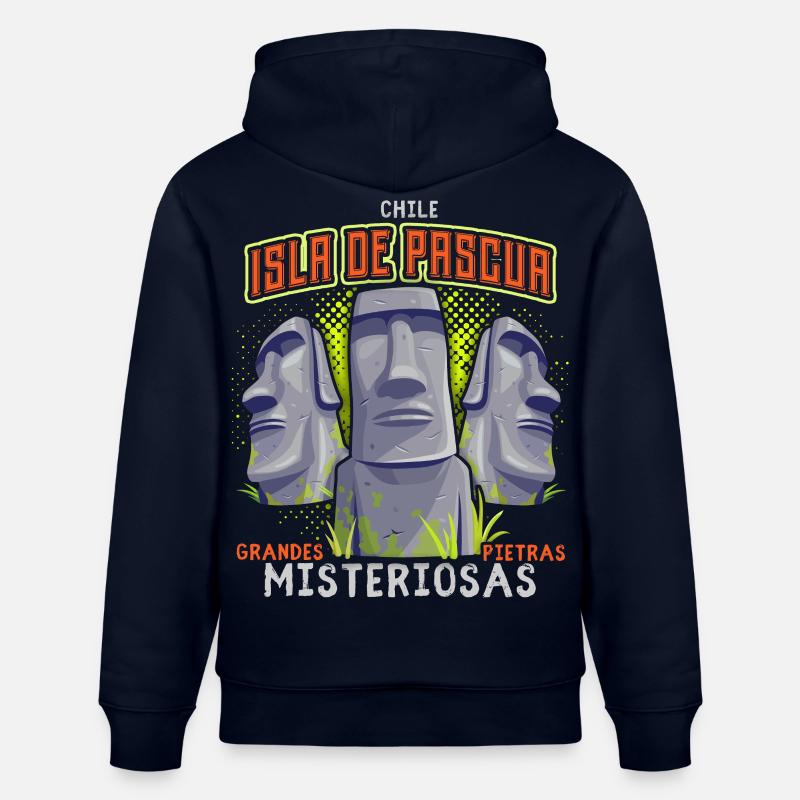Moai, Têtes de pierre, Île de Pâques Rapa-Nui - Sweat à capuche bio CRUISER Stanley/Stella Unisexe - marine