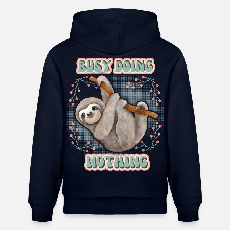 Faultier, Sloth, lustiger Spruch Doing-Nothing - Stanley/Stella Unisex Bio-Hoodie CRUISER  - Navy