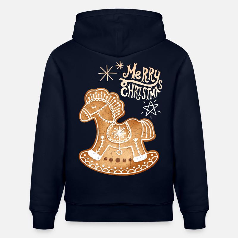 Gingerbread Cheval gingerbread-cheval Noël - Sweat à capuche bio CRUISER Stanley/Stella Unisexe - marine