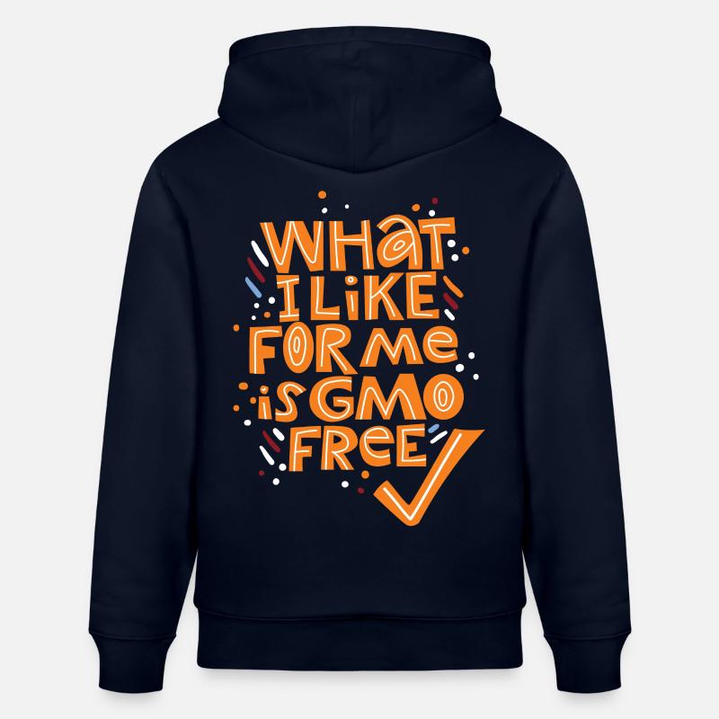 Lebensmittel ohne Gentechnik, GMO-Technik, Spruch - Stanley/Stella Unisex Bio-Hoodie CRUISER  - Navy