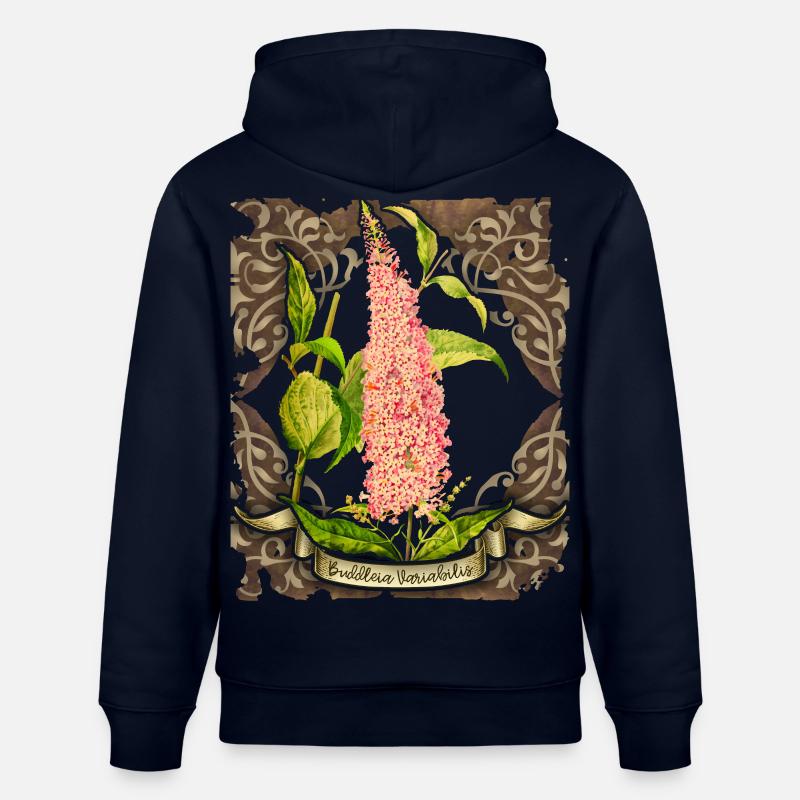 Ancienne illustration botanique papillon lilas - Sweat à capuche bio CRUISER Stanley/Stella Unisexe - marine