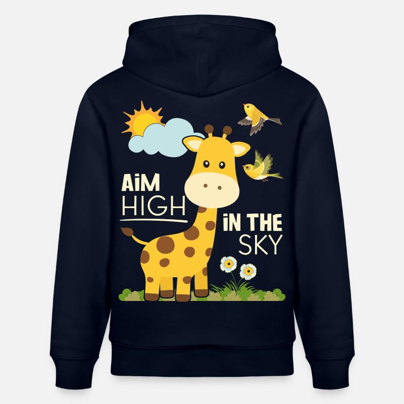 Motivationsspruch, Comic Giraffe Motivation Spruch - Stanley/Stella Unisex Bio-Hoodie CRUISER  - Navy