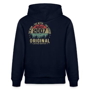 Legende seit August 2007 Geburtstagsgeschenk 2007 - Stanley/Stella Unisex Bio-Hoodie CRUISER  - Navy - Hinten - Alina (178cm)