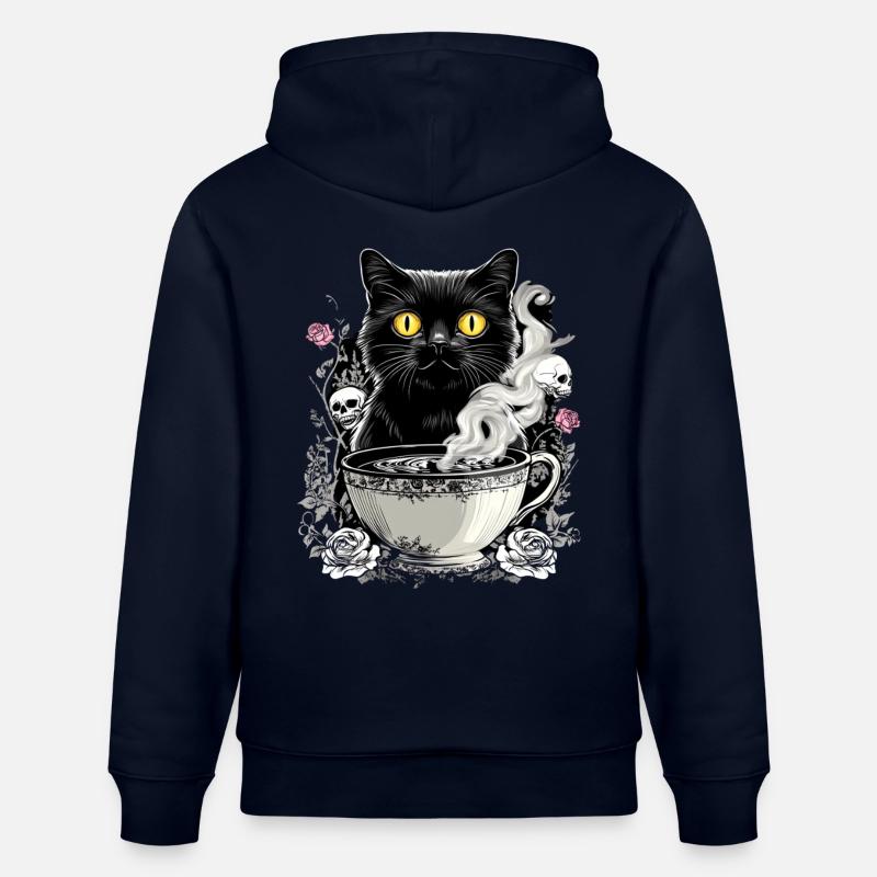 Mystical : Chat avec crâne café - Sweat à capuche bio CRUISER Stanley/Stella Unisexe - marine