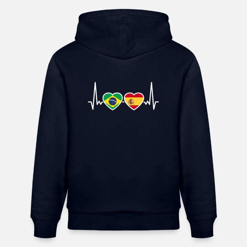 Brésil Espagne Heartbeat Flag Brésil - Sweat à capuche bio CRUISER Stanley/Stella Unisexe - marine