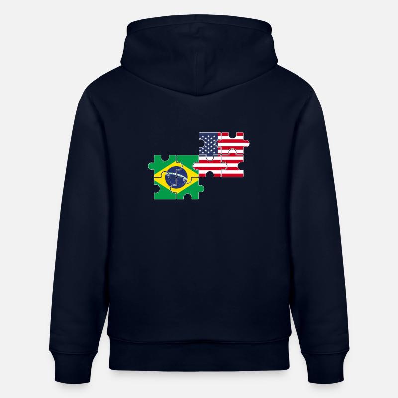 Brésil États-Unis Drapeau Brésil - Sweat à capuche bio CRUISER Stanley/Stella Unisexe - marine