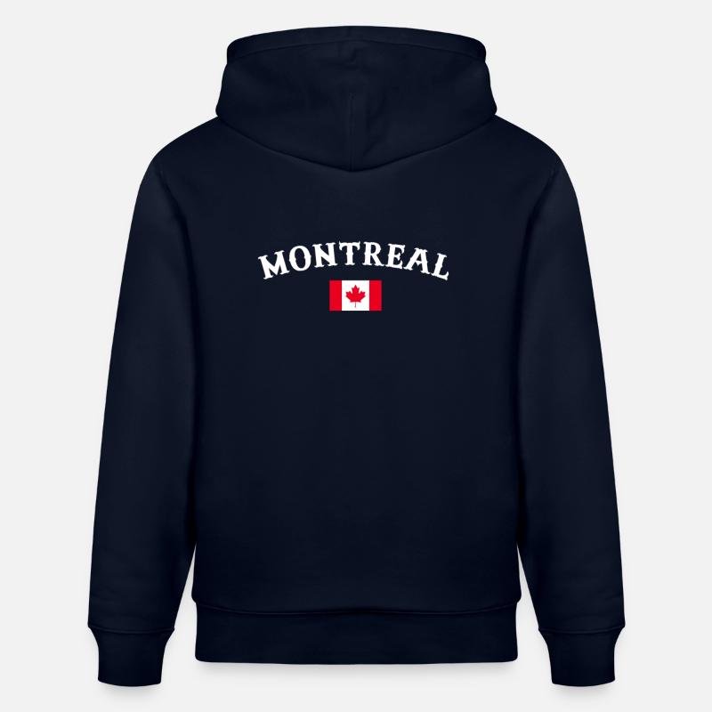 Montréal, Canada, Drapeau canadien, Canadien - Sweat à capuche bio CRUISER Stanley/Stella Unisexe - marine