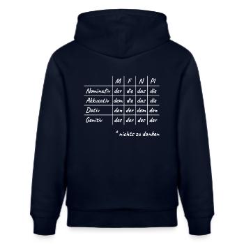 Lustiges Deutsche Grammatik Hilfe Deutsch Lehrer - Stanley/Stella Unisex Bio-Hoodie CRUISER  - Navy - Hinten - Alina (178cm)