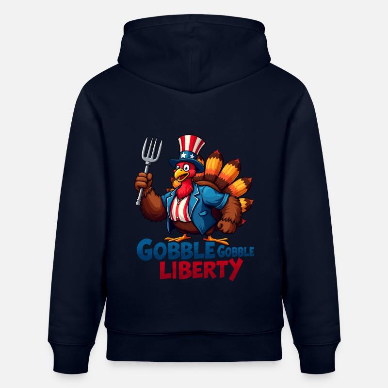 Gobble Gobble Liberty - Stanley/Stella CRUISER Unisex Organic Hoodie - navy