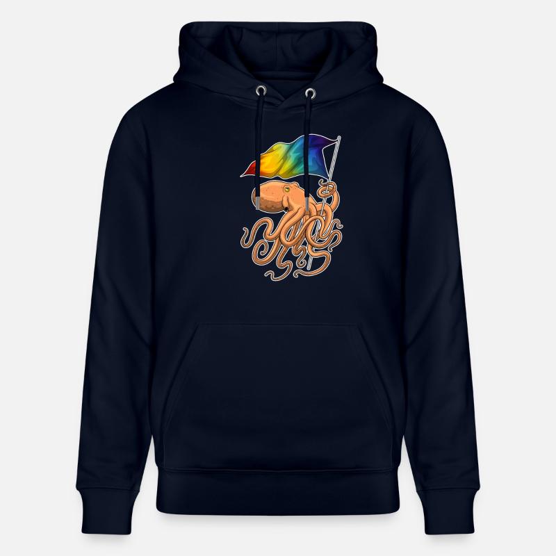 Drapeau arc-en-ciel Octopus - Sweat à capuche bio CRUISER Stanley/Stella Unisexe - marine