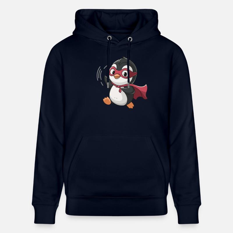 Mignon pingouin super-héros avec cape - Sweat à capuche bio CRUISER Stanley/Stella Unisexe - marine