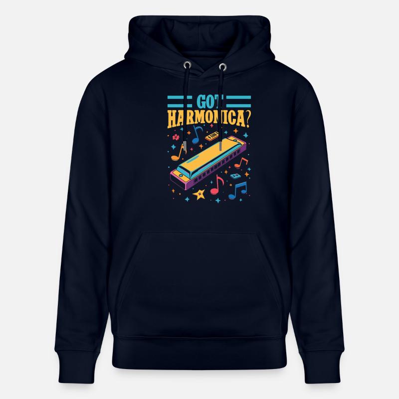 Funny Harmonica Player Got Harmonica - Stanley/Stella Unisex Bio-Hoodie CRUISER  - Navy
