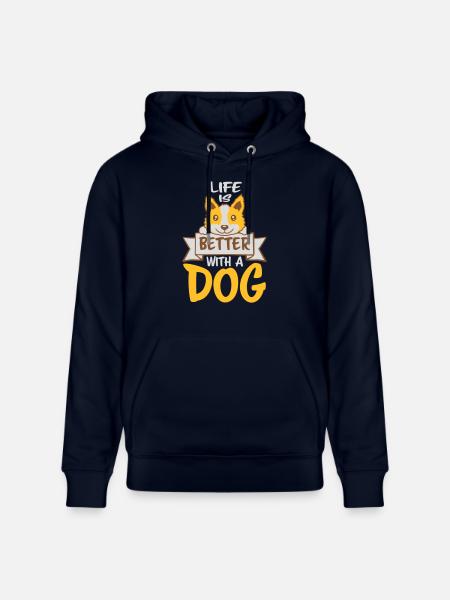 better with a dog - Stanley/Stella CRUISER Unisex Organic Hoodie - navy