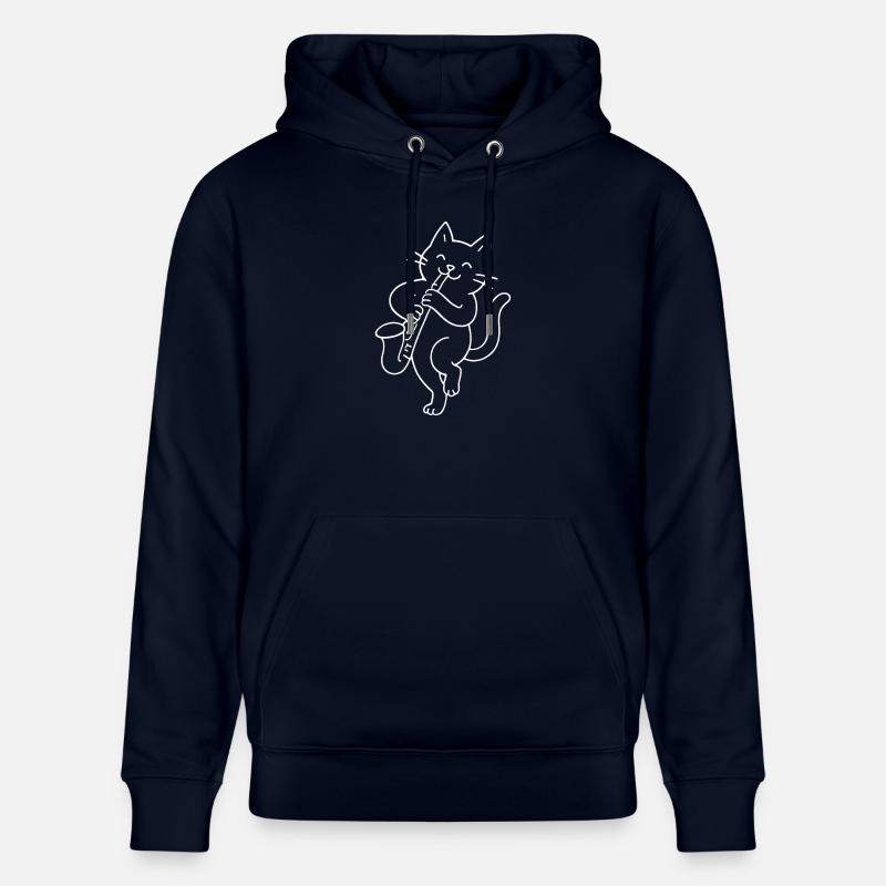 Cat joue du saxophone - Sweat à capuche bio CRUISER Stanley/Stella Unisexe - marine