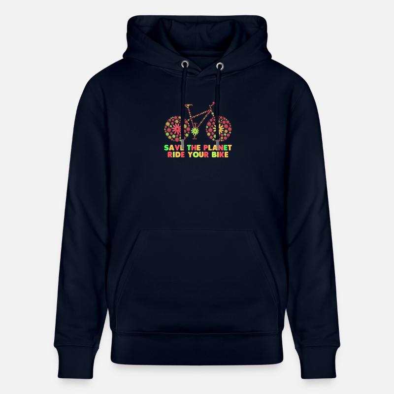 Vélo Fleurs Années 70 - Sweat à capuche bio CRUISER Stanley/Stella Unisexe - marine