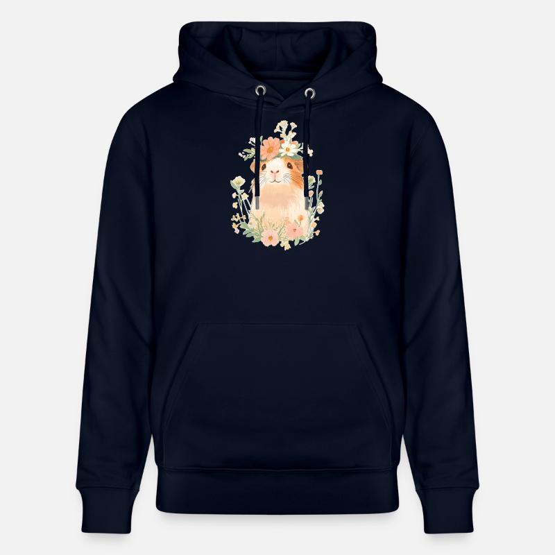 Cochon d’Inde avec des fleurs - Sweat à capuche bio CRUISER Stanley/Stella Unisexe - marine