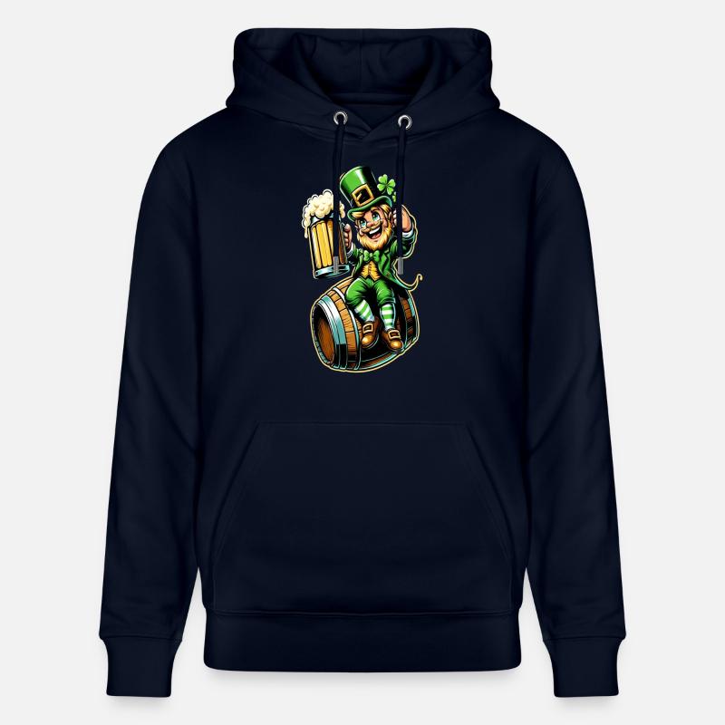Bierfass-Leprechaun (Irischer Kobold) - Stanley/Stella Unisex Bio-Hoodie CRUISER - Navy