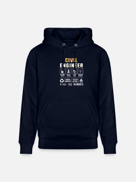 Civilingenjör, Byggarbetsplats, Byggarbetare - Ekologisk luvtröja CRUISER unisex från Stanley/Stella - marinblått