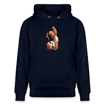 Faltirer Handstand Salto sportliches Workout - Stanley/Stella Unisex Bio-Hoodie CRUISER  - Navy - Vorne - Alina (178cm) & Michal (187cm)