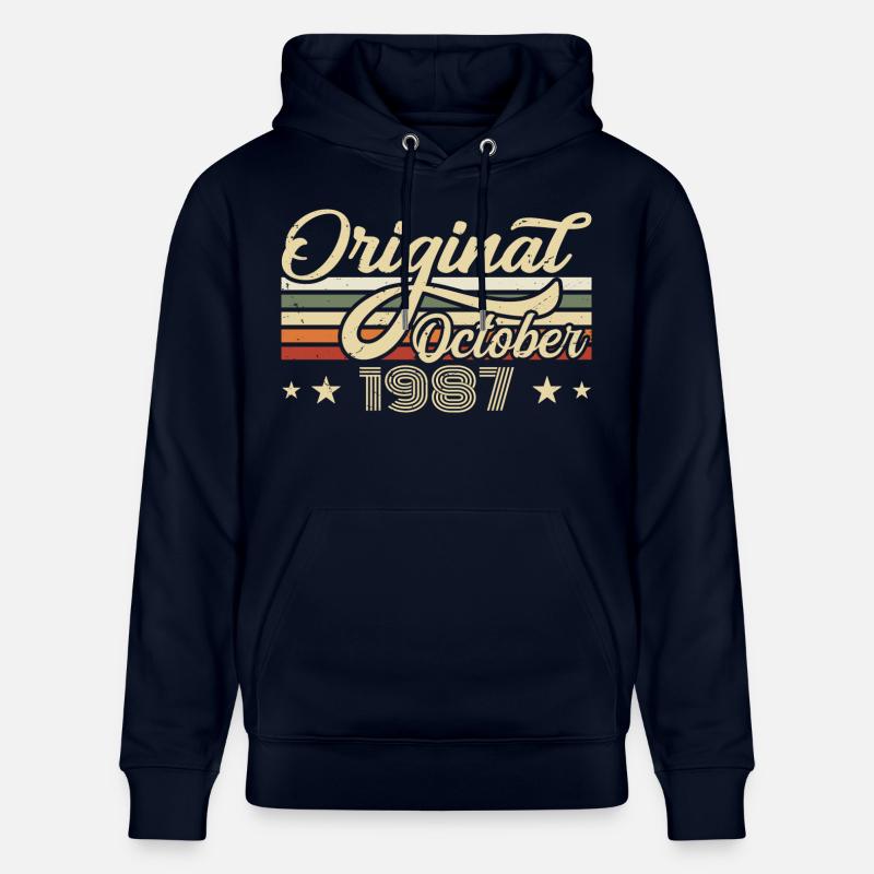 Octobre 1987 Anniversaire en Octobre - Octobre 1987 - Sweat à capuche bio CRUISER Stanley/Stella Unisexe - marine