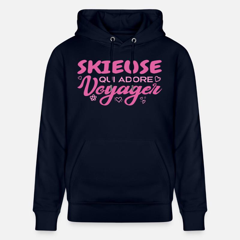 Skieuse globe-trotteuse passionnée de voyages - Sweat à capuche bio CRUISER Stanley/Stella Unisexe - marine