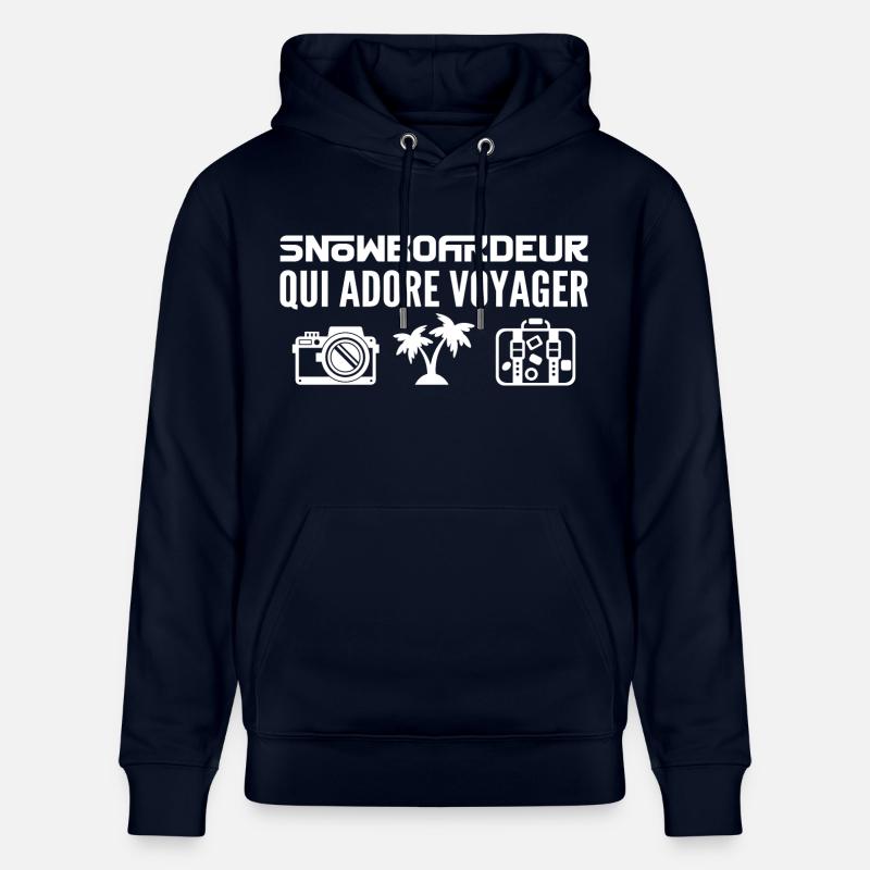 Voyageurs & Snowboardeurs : Passion & Découverte - Sweat à capuche bio CRUISER Stanley/Stella Unisexe - marine