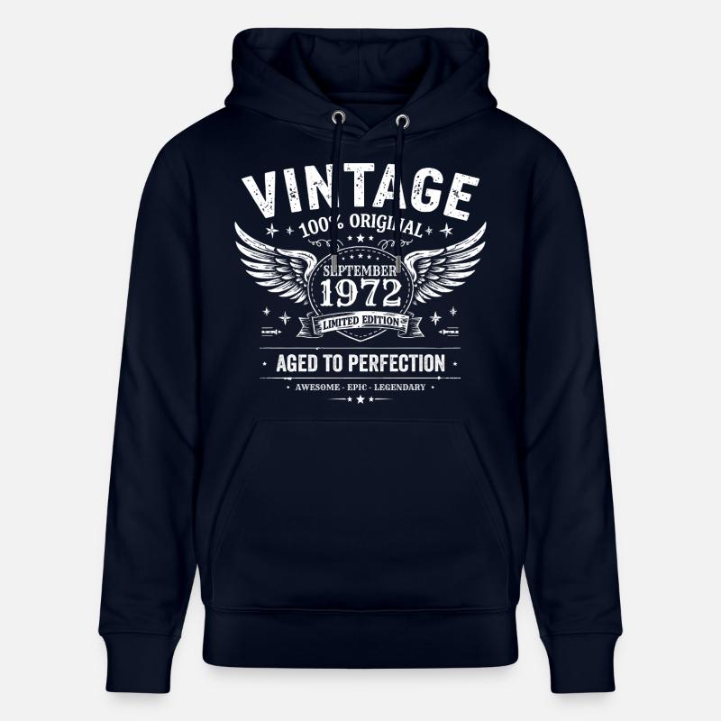 Né en Septembre 1972 - Sweat à capuche bio CRUISER Stanley/Stella Unisexe - marine