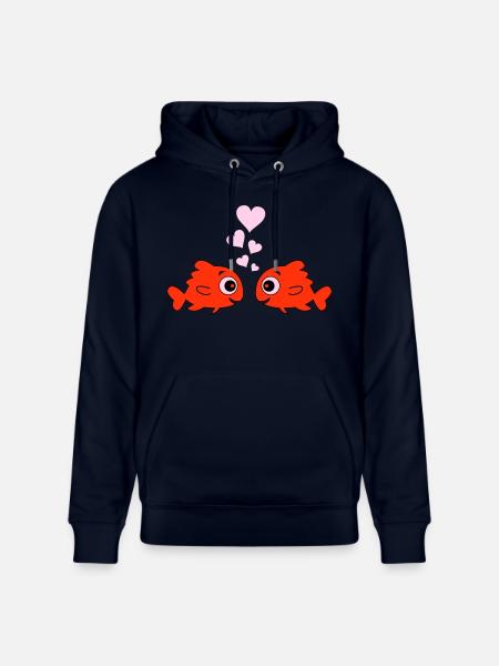 Comic Pisces in Love - Stanley/Stella CRUISER Unisex Organic Hoodie - navy