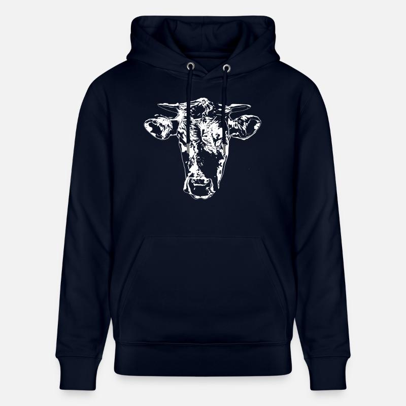 Drôle de vache vache Fermiers de cadeaux à tête de vache blanche - Sweat à capuche bio CRUISER Stanley/Stella Unisexe - marine