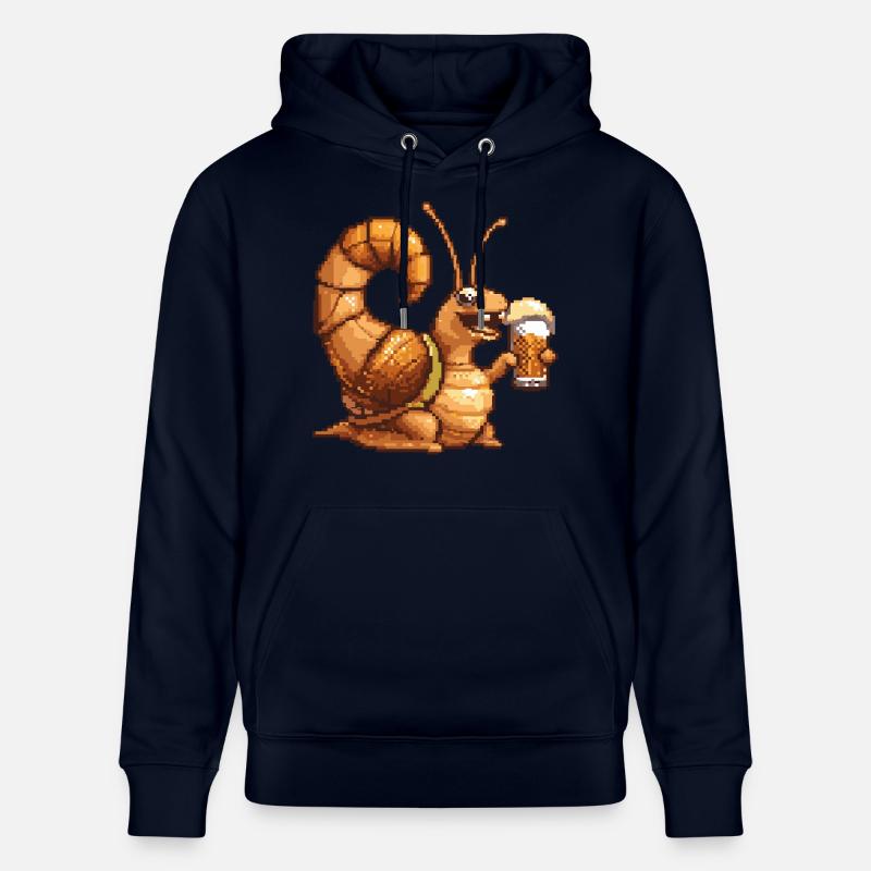 Escargot Pixel Bière - Sweat à capuche bio CRUISER Stanley/Stella Unisexe - marine