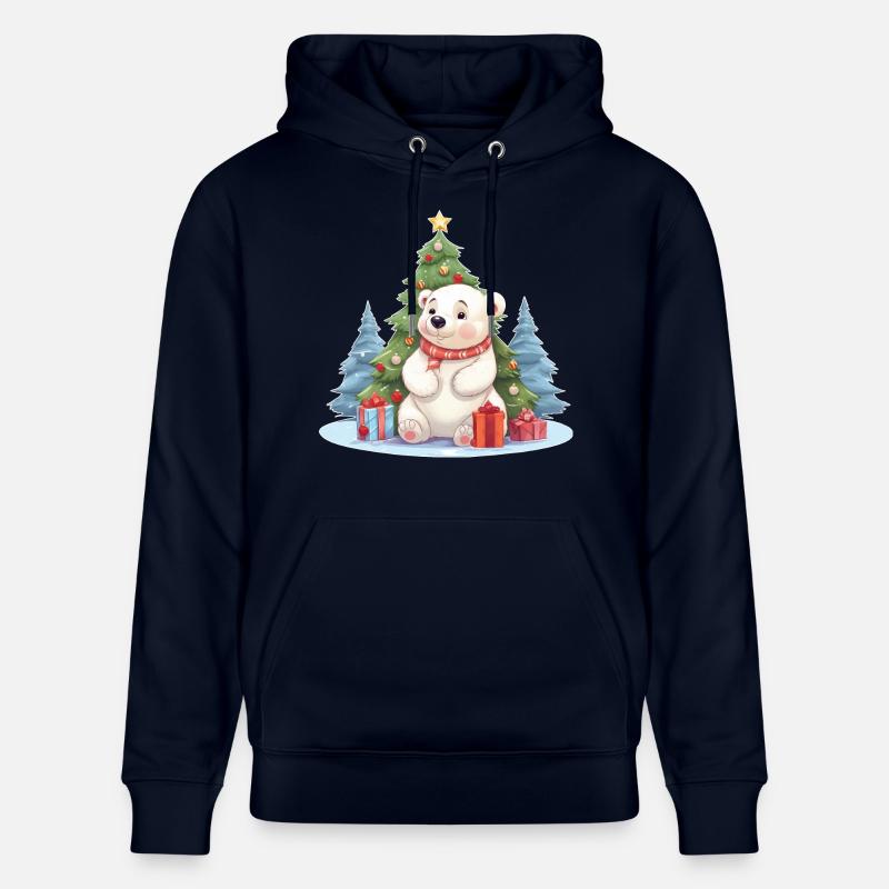 Weihnachten Eisbär mit Weihnachtsbaum - Stanley/Stella Unisex Bio-Hoodie CRUISER  - Navy