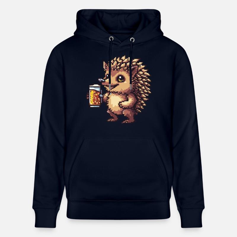 Hérisson Pixel Bière - Sweat à capuche bio CRUISER Stanley/Stella Unisexe - marine