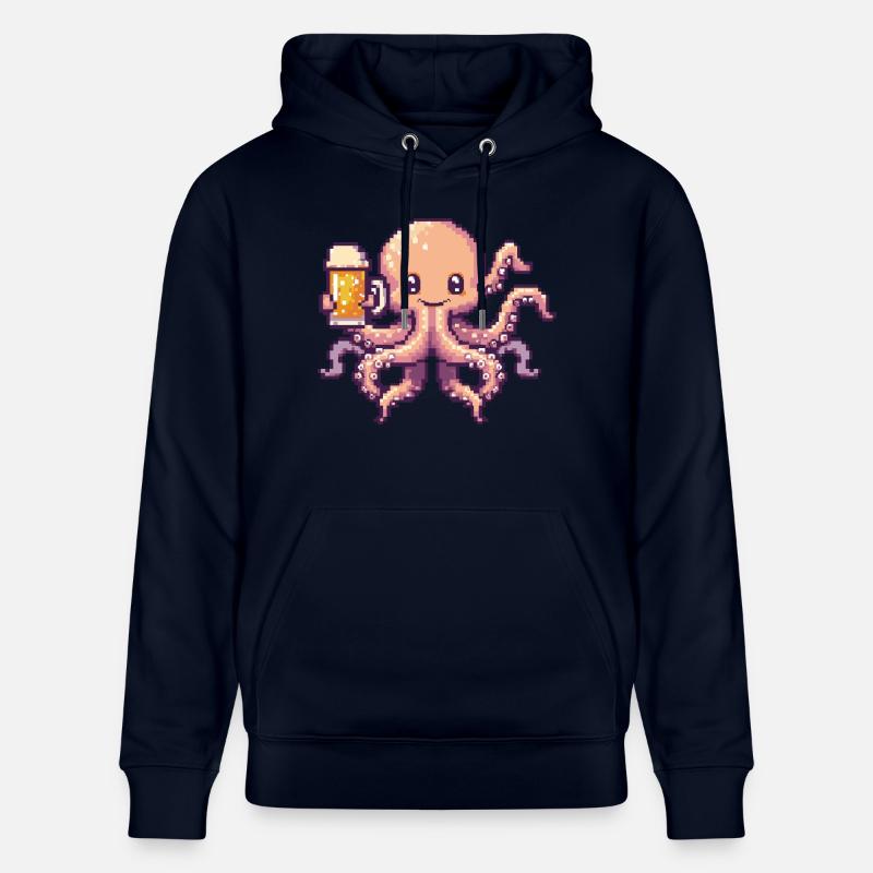 Octopus Pixel Bière - Sweat à capuche bio CRUISER Stanley/Stella Unisexe - marine