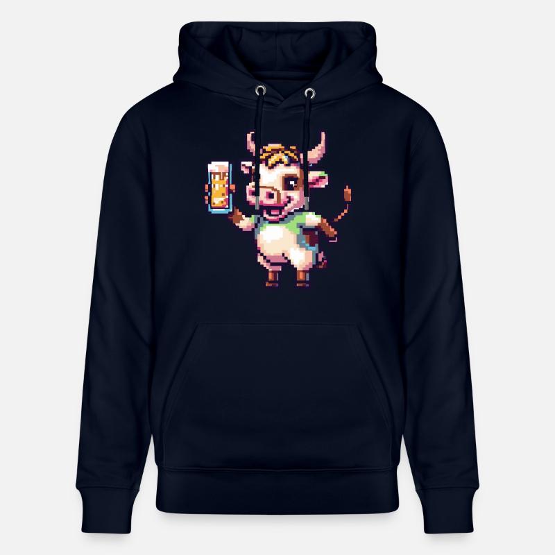 Vache Pixel Bière - Sweat à capuche bio CRUISER Stanley/Stella Unisexe - marine