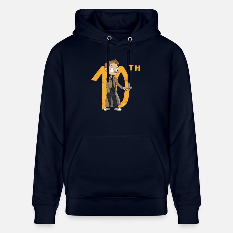 Der 10. Doktor, Chibi-Version - Stanley/Stella Unisex Bio-Hoodie CRUISER  - Navy