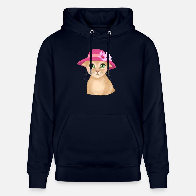 Chat avec chapeau et fleur - Sweat à capuche bio CRUISER Stanley/Stella Unisexe - marine
