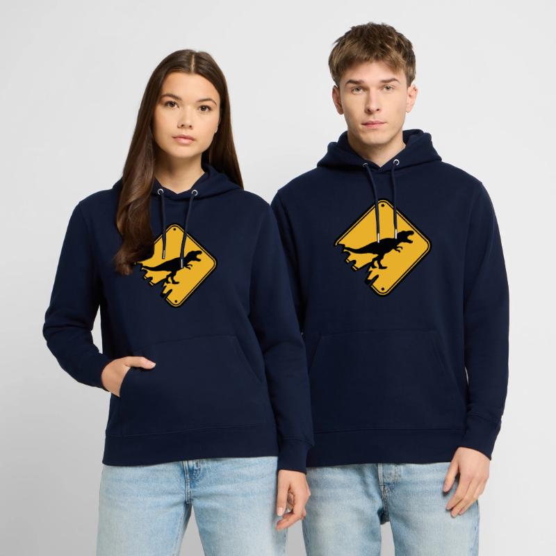 shield danger warning danger caution caution t-rex Stanley/Stella CRUISER Unisex Organic Hoodie