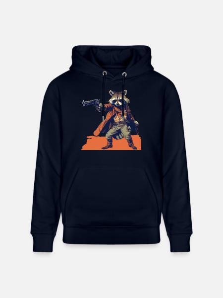 raccoon gunslinger - Stanley/Stella CRUISER Unisex Organic Hoodie - navy