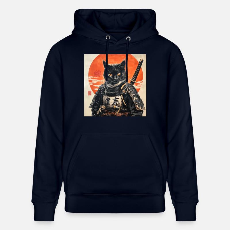 Chat Samouraï Japon Ukiyo-E - Sweat à capuche bio CRUISER Stanley/Stella Unisexe - marine