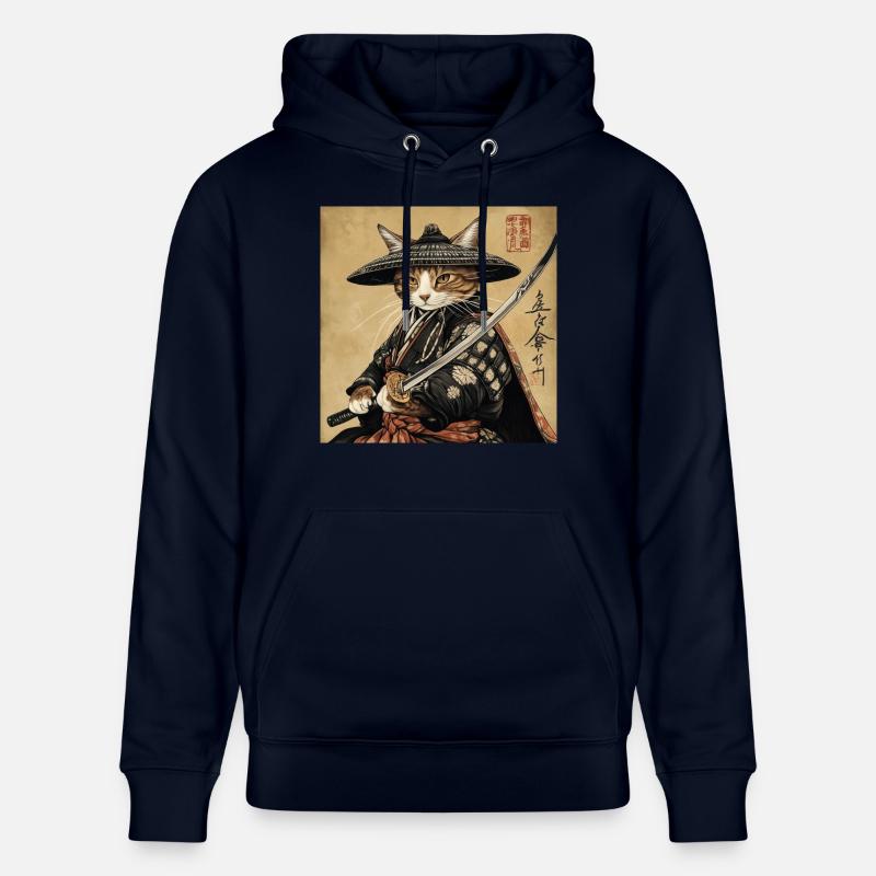 Katze Samurai Japan Ukiyo-E - Stanley/Stella Unisex Bio-Hoodie CRUISER - Navy
