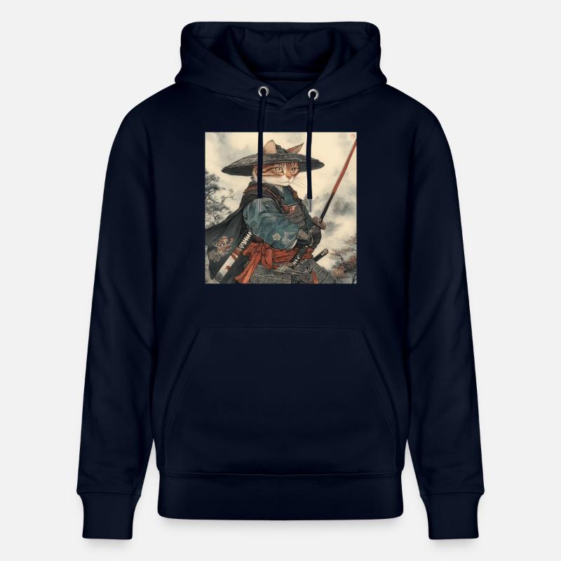 Chat Samouraï Japon Ukiyo-E - Sweat à capuche bio CRUISER Stanley/Stella Unisexe - marine