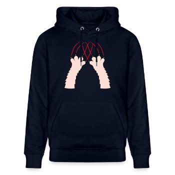 Cats, Claws, Paws, Paws, Claws, Scratches, Stripes - Stanley/Stella CRUISER Unisex Organic Hoodie - navy - Front - Alina (178cm) & Michal (187cm)