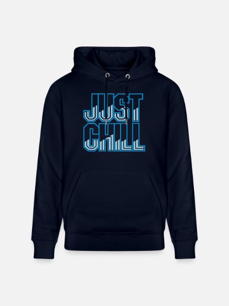 Just Chill Text Logo - Stanley/Stella CRUISER Unisex Organic Hoodie - navy