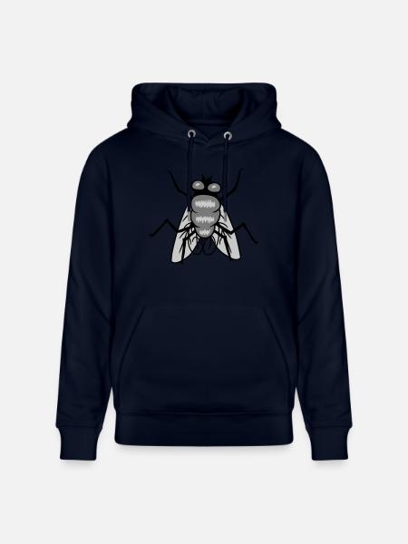Small House Fly Insect Design - Stanley/Stella CRUISER Unisex Organic Hoodie - navy